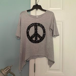 Girls sequin peace sign shirt